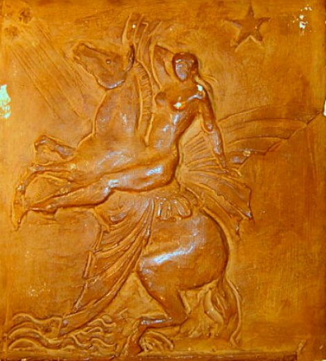Amazona y caballo alado